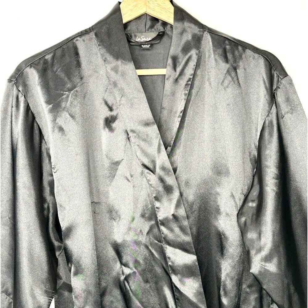 La Senza Womens Lingerie Kimono Robe Silky Feel Short Sleeve Black Small-Medium - Picture 4 of 11
